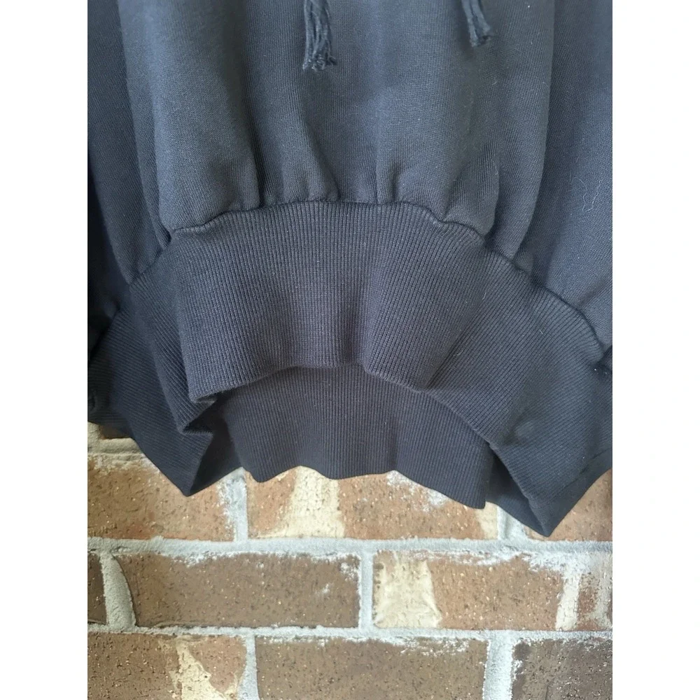 NIKE  Oversized Cropped French Terry Pullover Hoodie Black Size Large